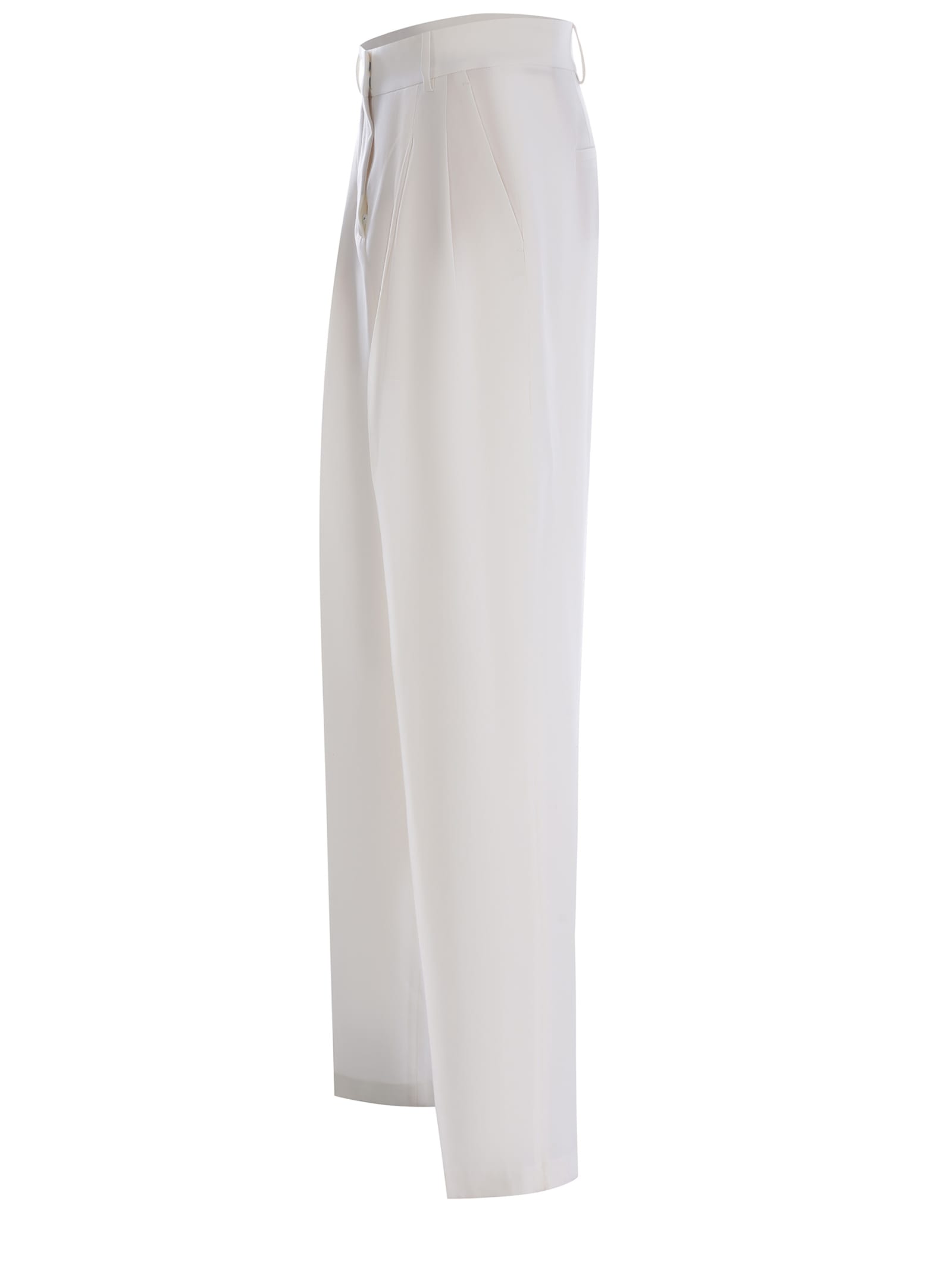 Shop Manuel Ritz Trousers  Made Of Wool Canvas In Off White