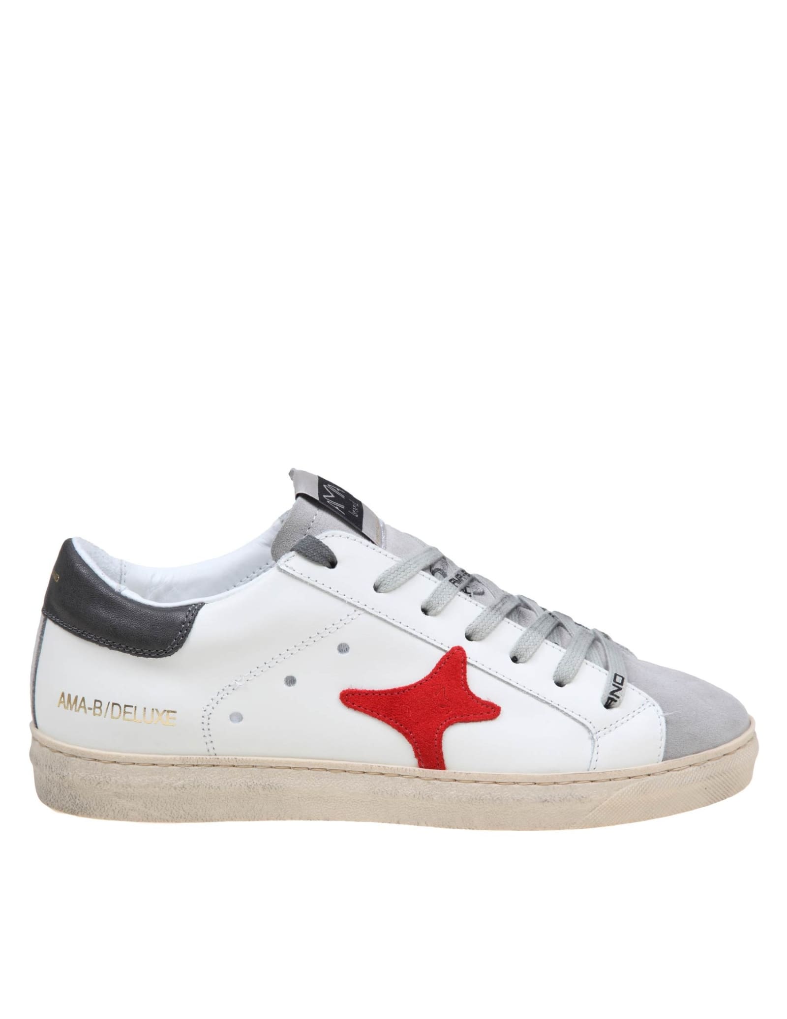 White And Red Leather Sneakers