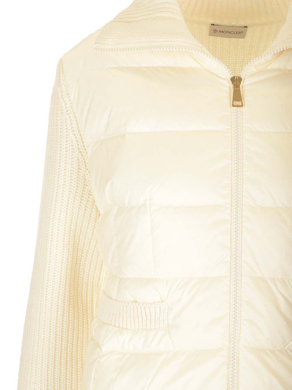 Shop Moncler Heavy Cardigan In White