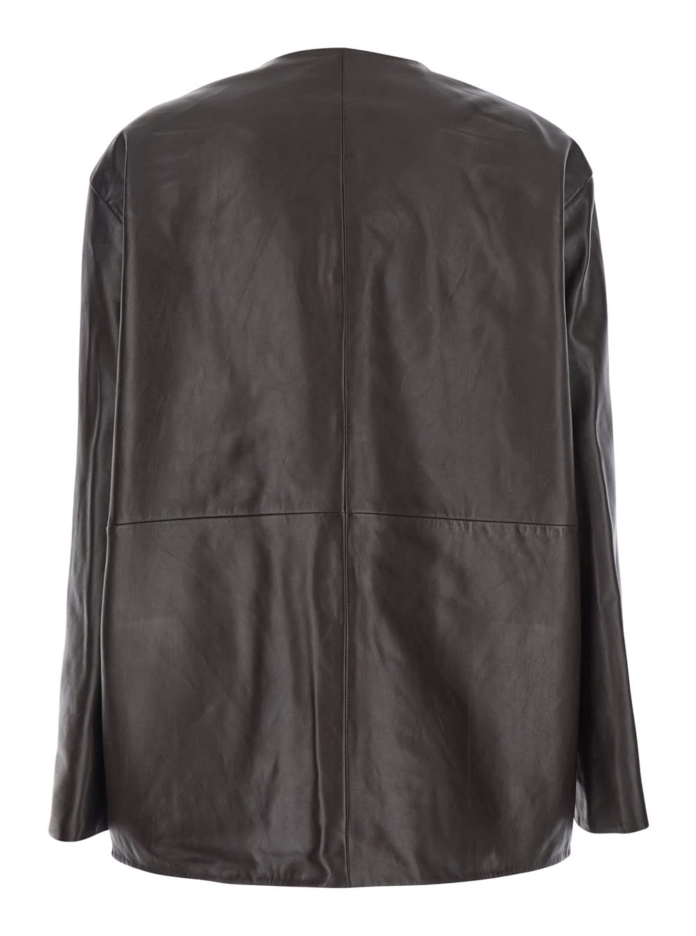 Rohe Black Jacket With Front Toggle Closure In Leather Woman In Black
