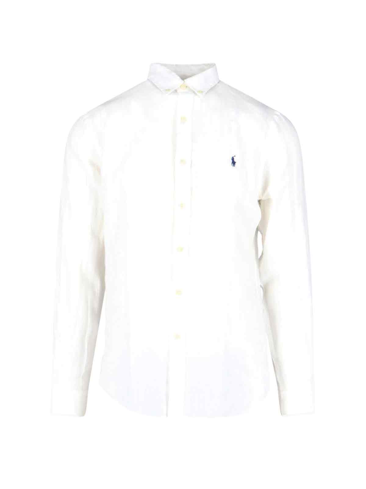 Ralph Lauren Linen Logo Shirt In White