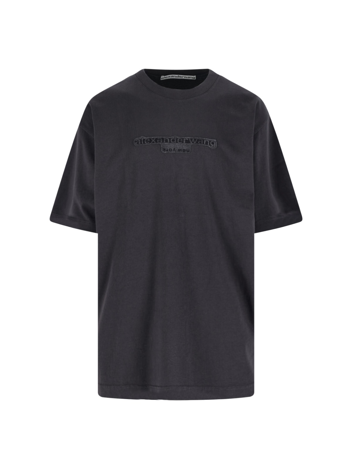 Alexander Wang Gray Embossed T-shirt In Black