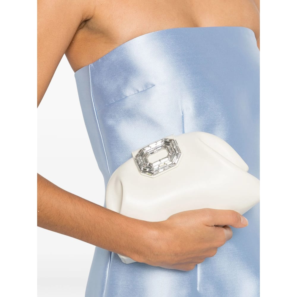 Amina Muaddi Camelia Embellished Clutch Bag In White