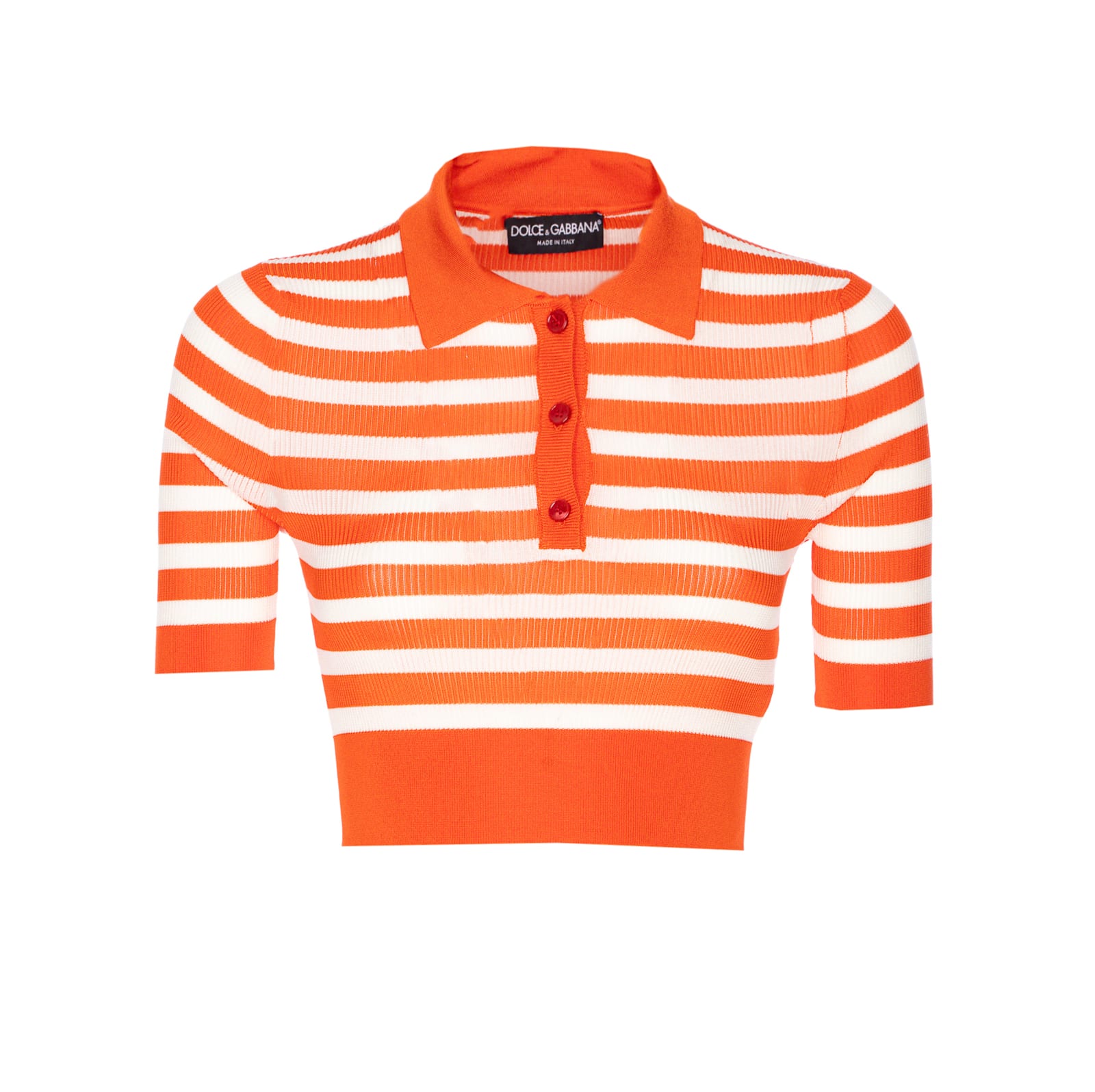 Dolce & Gabbana Striped Polo In Orange