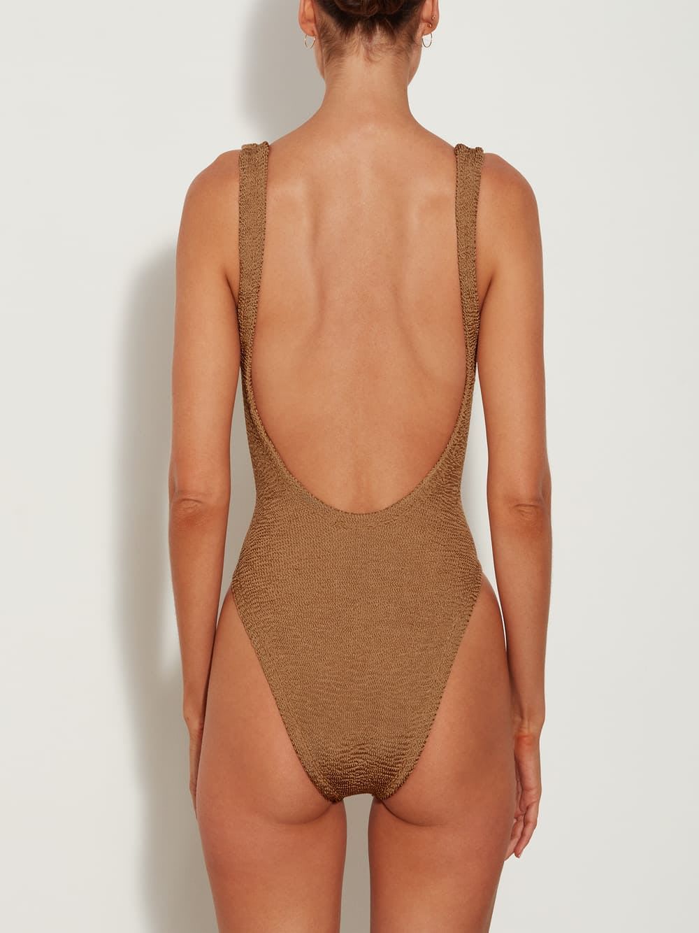 Shop Hunza G Square Neck Swim In Brown