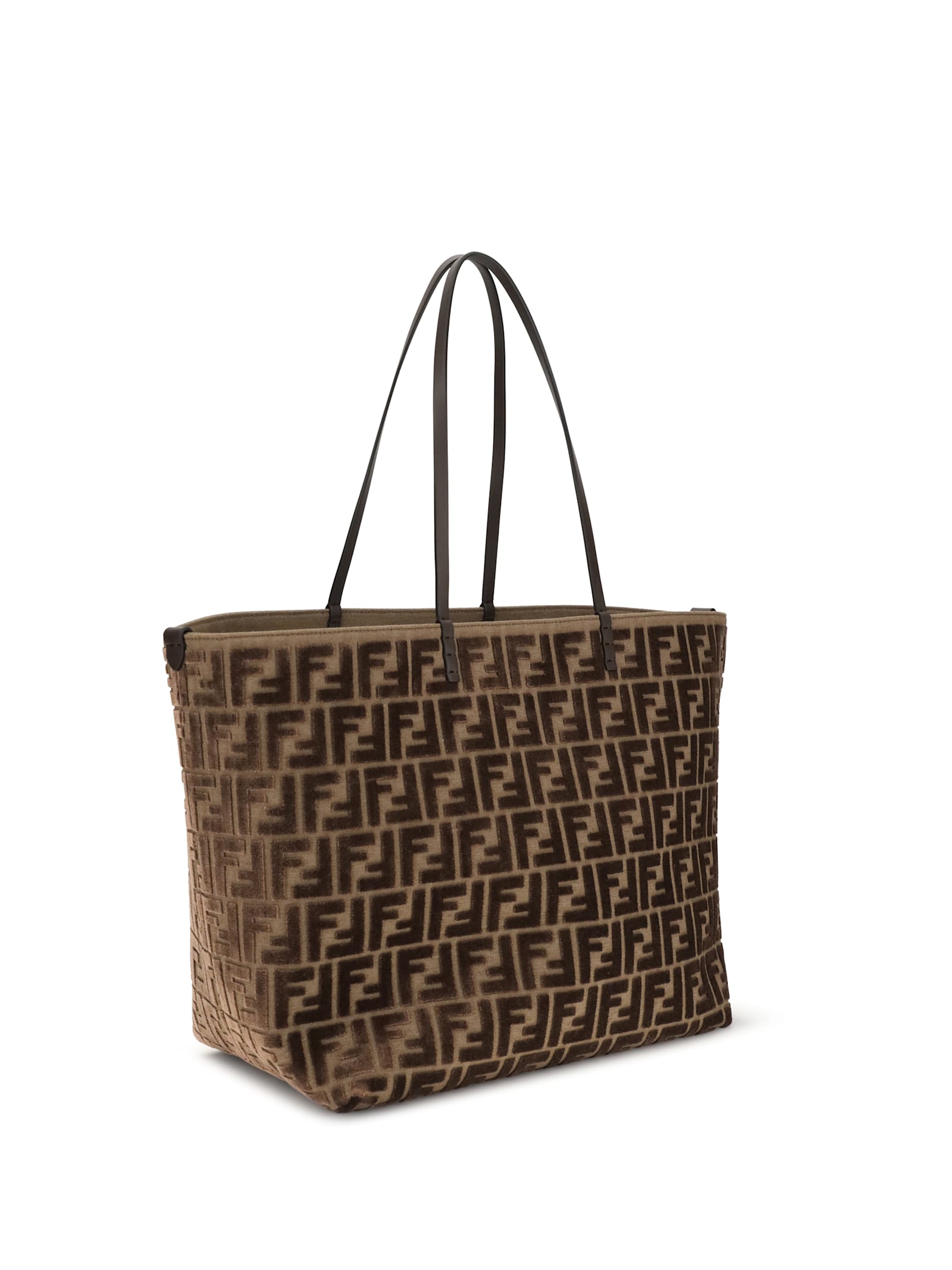 Fendi Brown Roll Large Reversible Tote In Brown