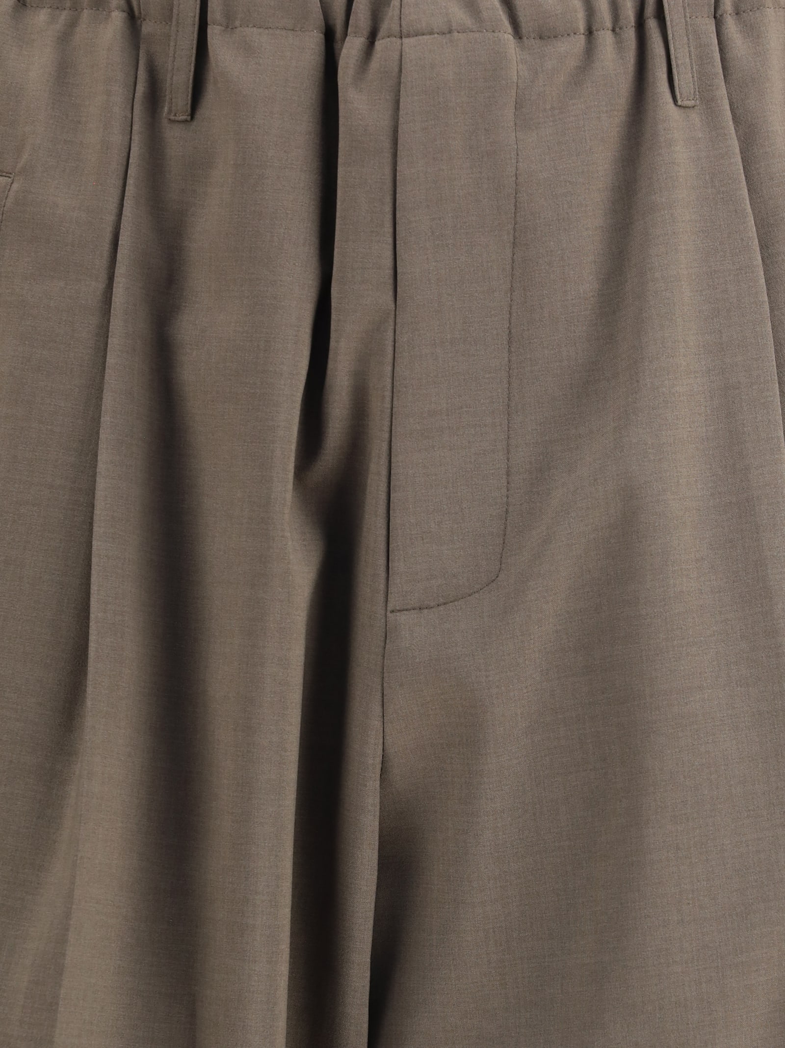 Magliano Elastic Waistband Cuffed Hem Trousers In Brown