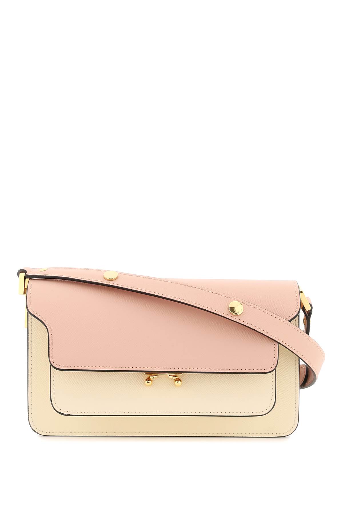 Shop Marni Tricolour Leather Trunk East-west Bag In Rosa/avorio