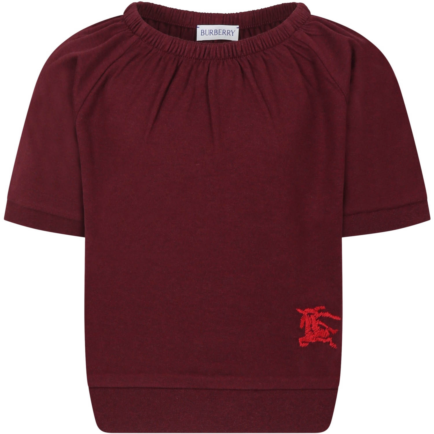 Burberry Kids' Sweater For Girl With Iconic Logo In Bordeaux