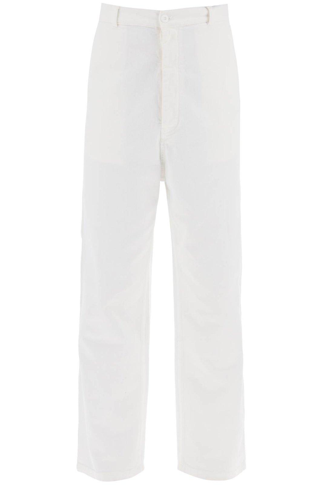 Shop Mm6 Maison Margiela Mid-rise Straight-leg Trousers In Off White (white)