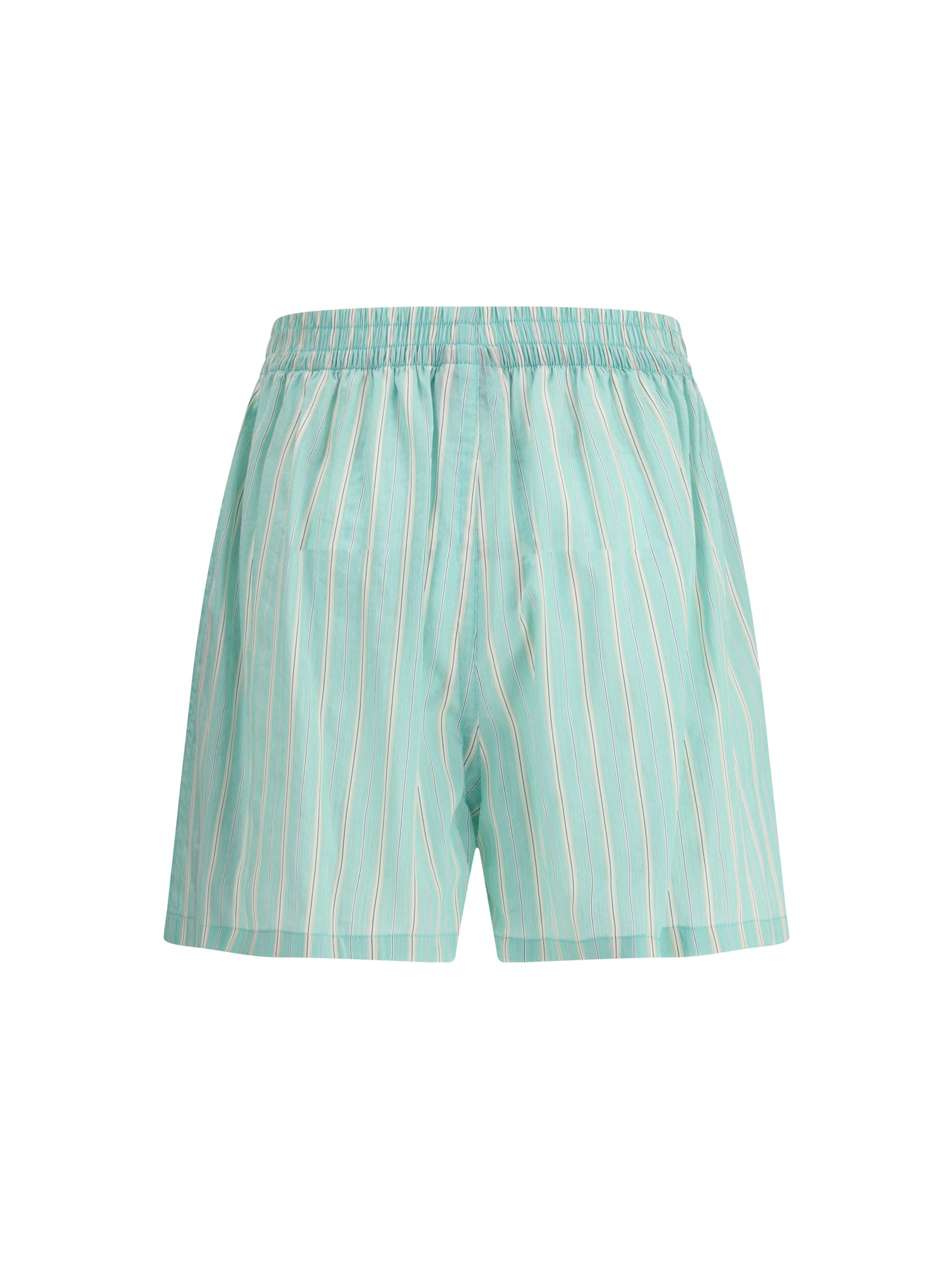 Balenciaga Striped Elastic-waist Shorts In Green