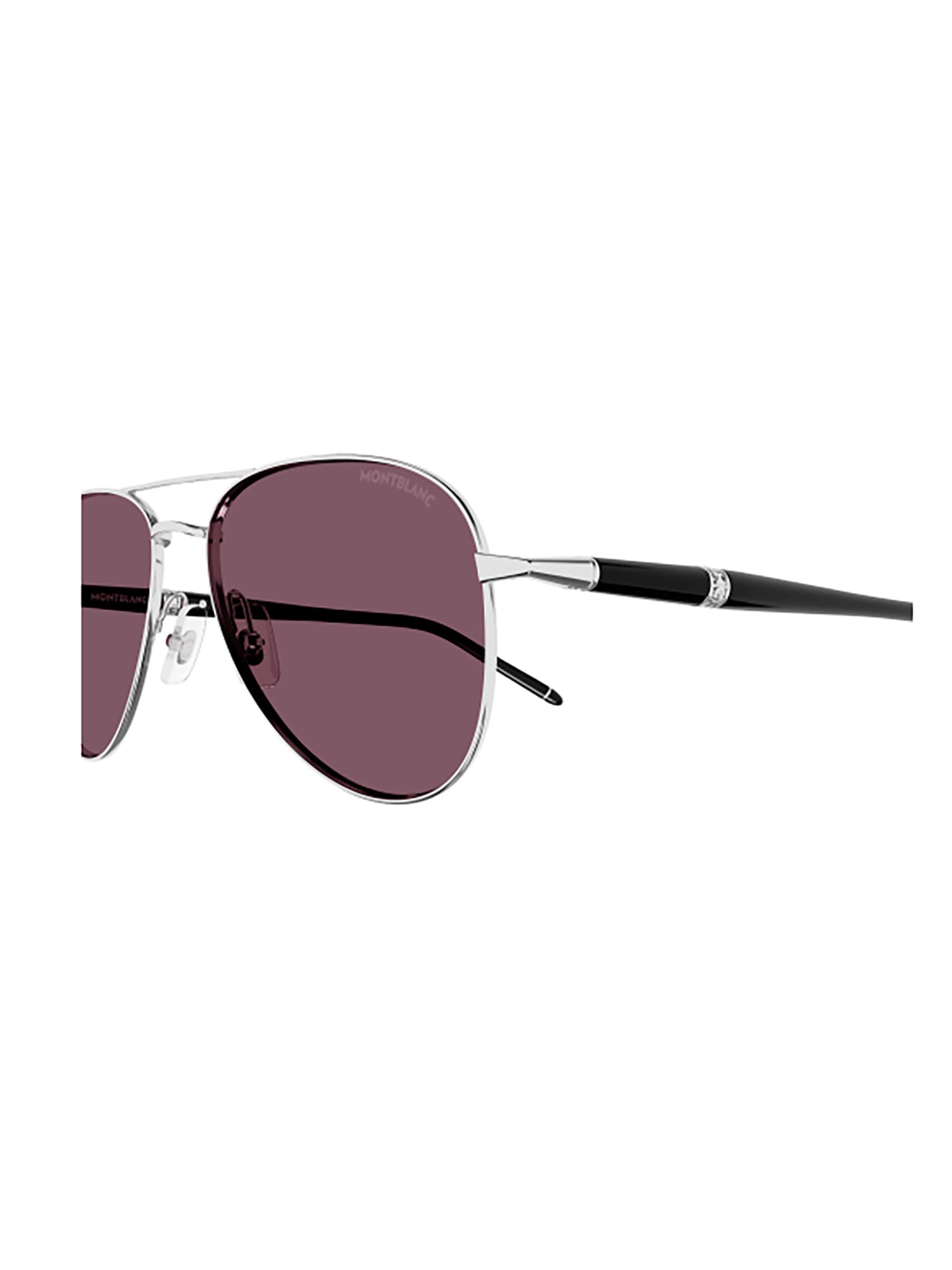 Shop Montblanc Mb0345s Sunglasses In Silver Black Violet