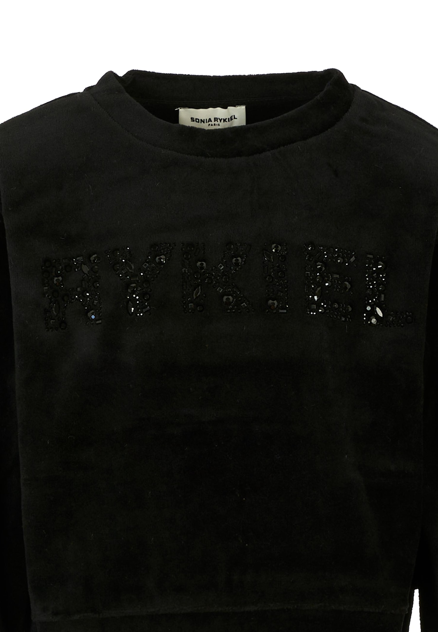Rykiel Enfant Black Sweatshirt For Girl With Logo In Black