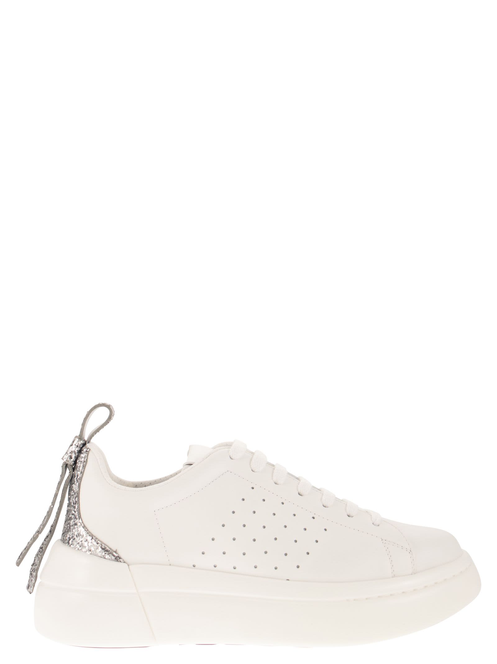 Valentino Red V Womans Bowalk White Leather Bicolor Sneakers | ModeSens