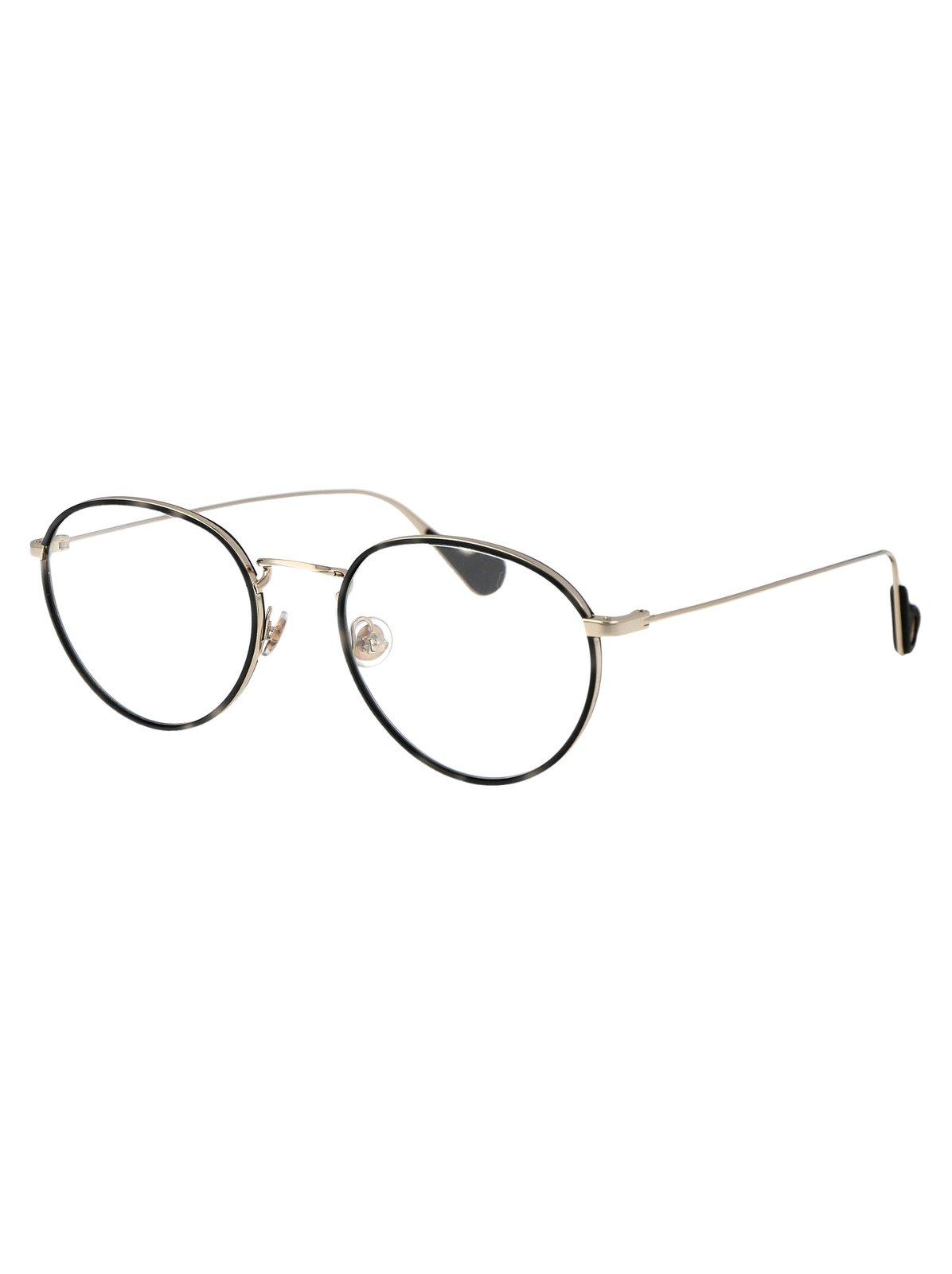 Shop Moncler Oval Frame Glasses In 032