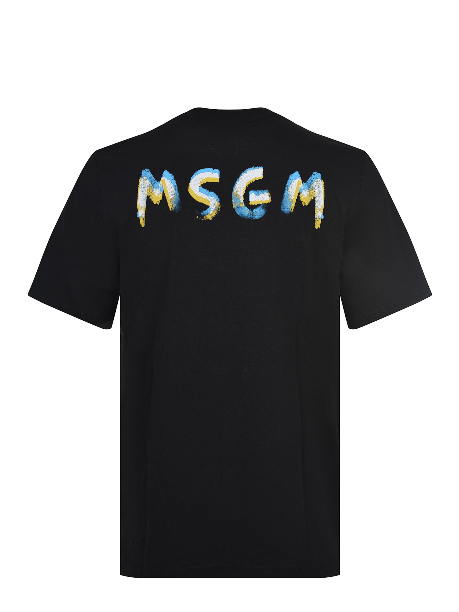 Msgm Logo Cotton Crew Neck T-shirt In Black