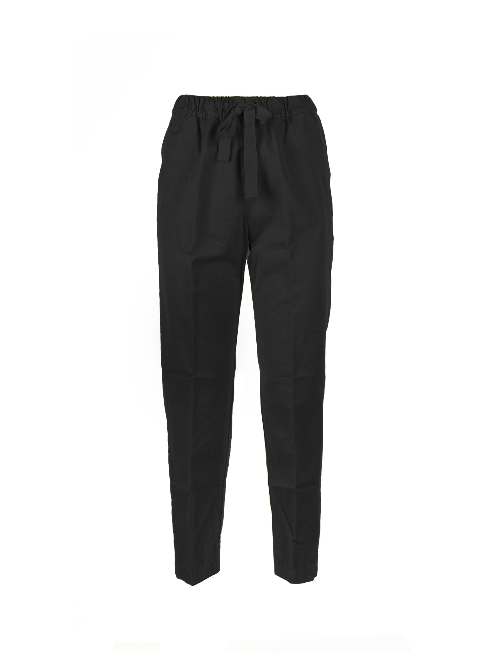 Black High-waisted Trousers With Drawstring