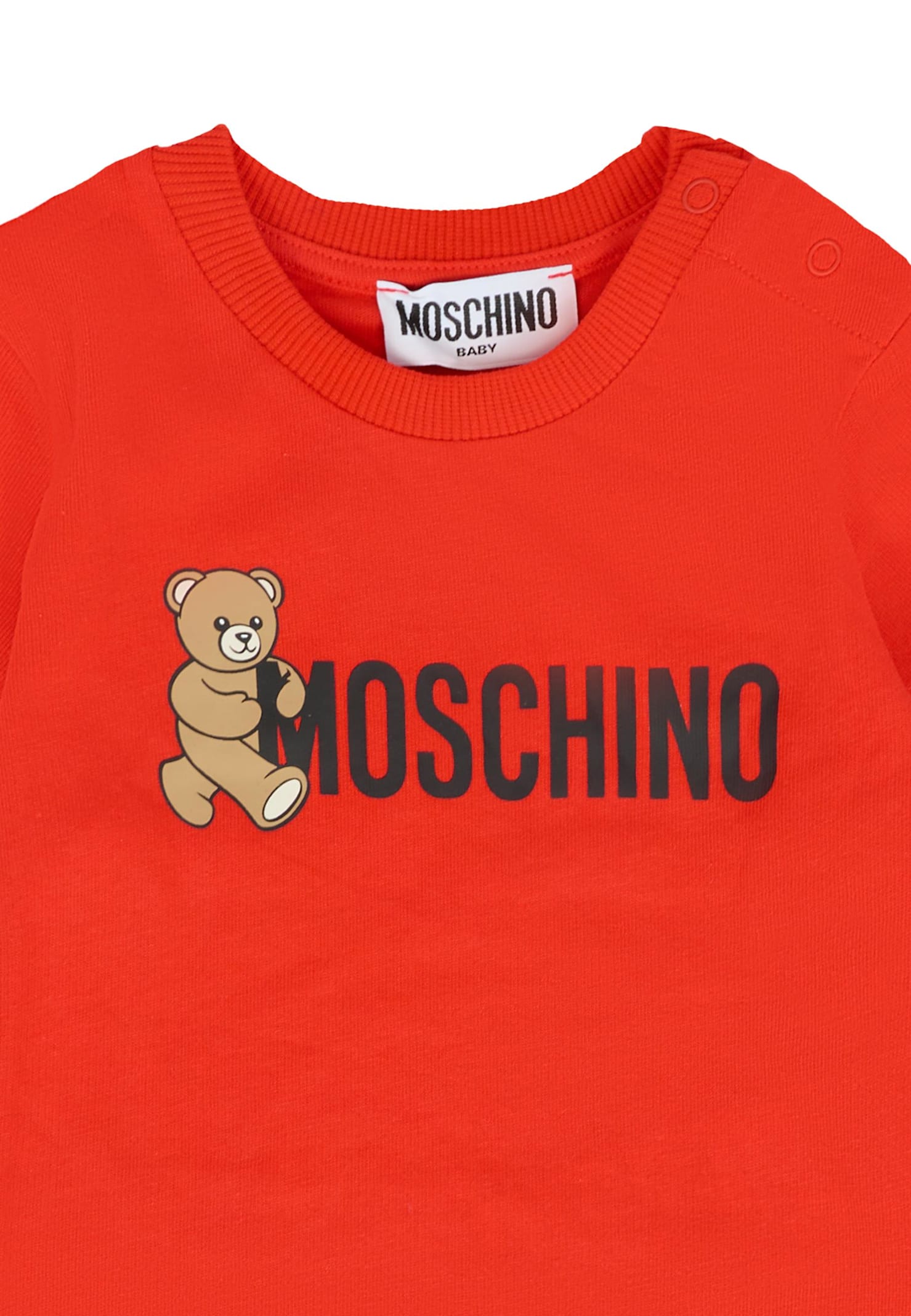 Moschino Red Shirt For Babykids With Teddy Bear In Red