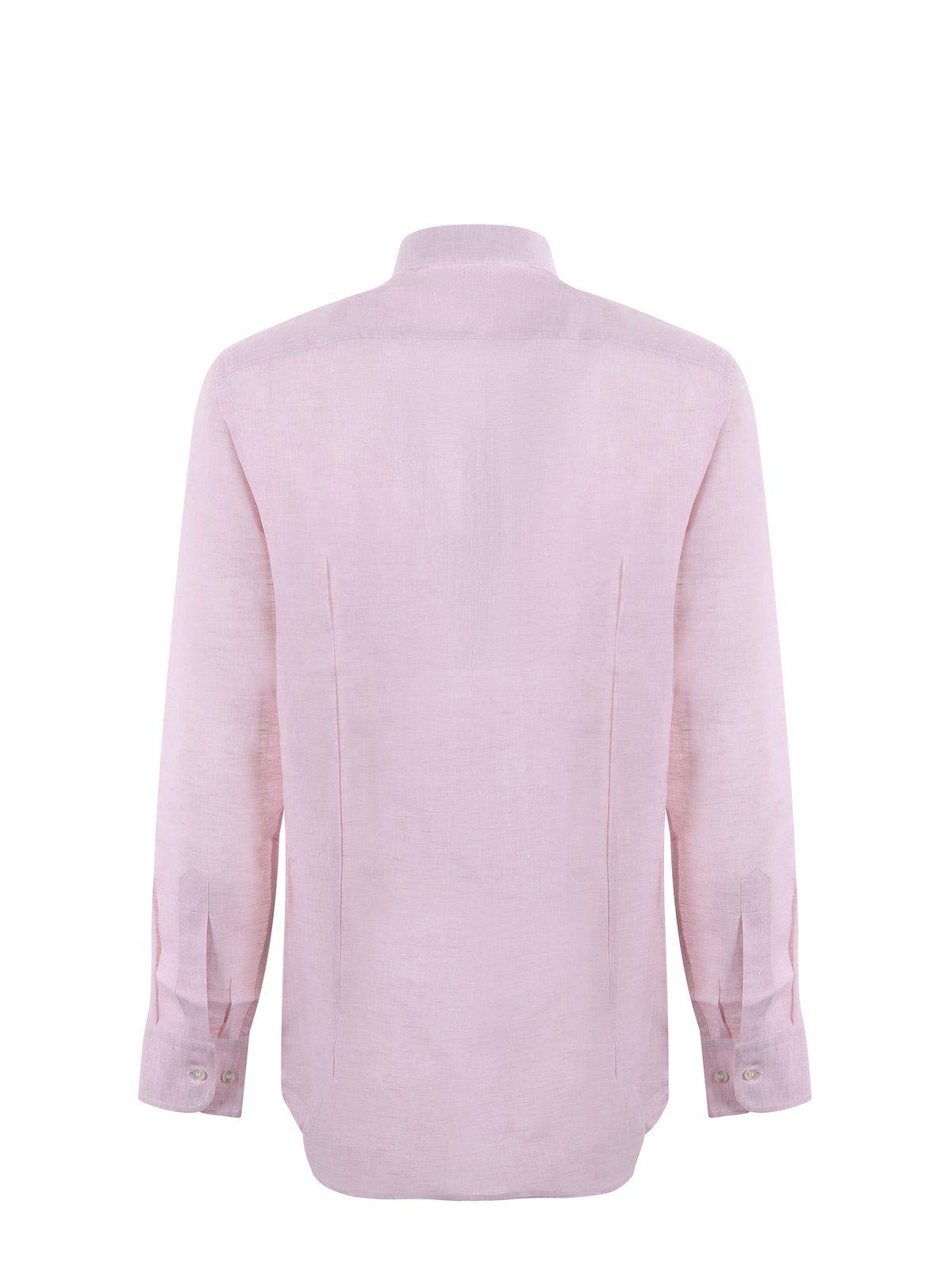 Etro Pegaso-embroidered Long-sleeved Shirt In Pink