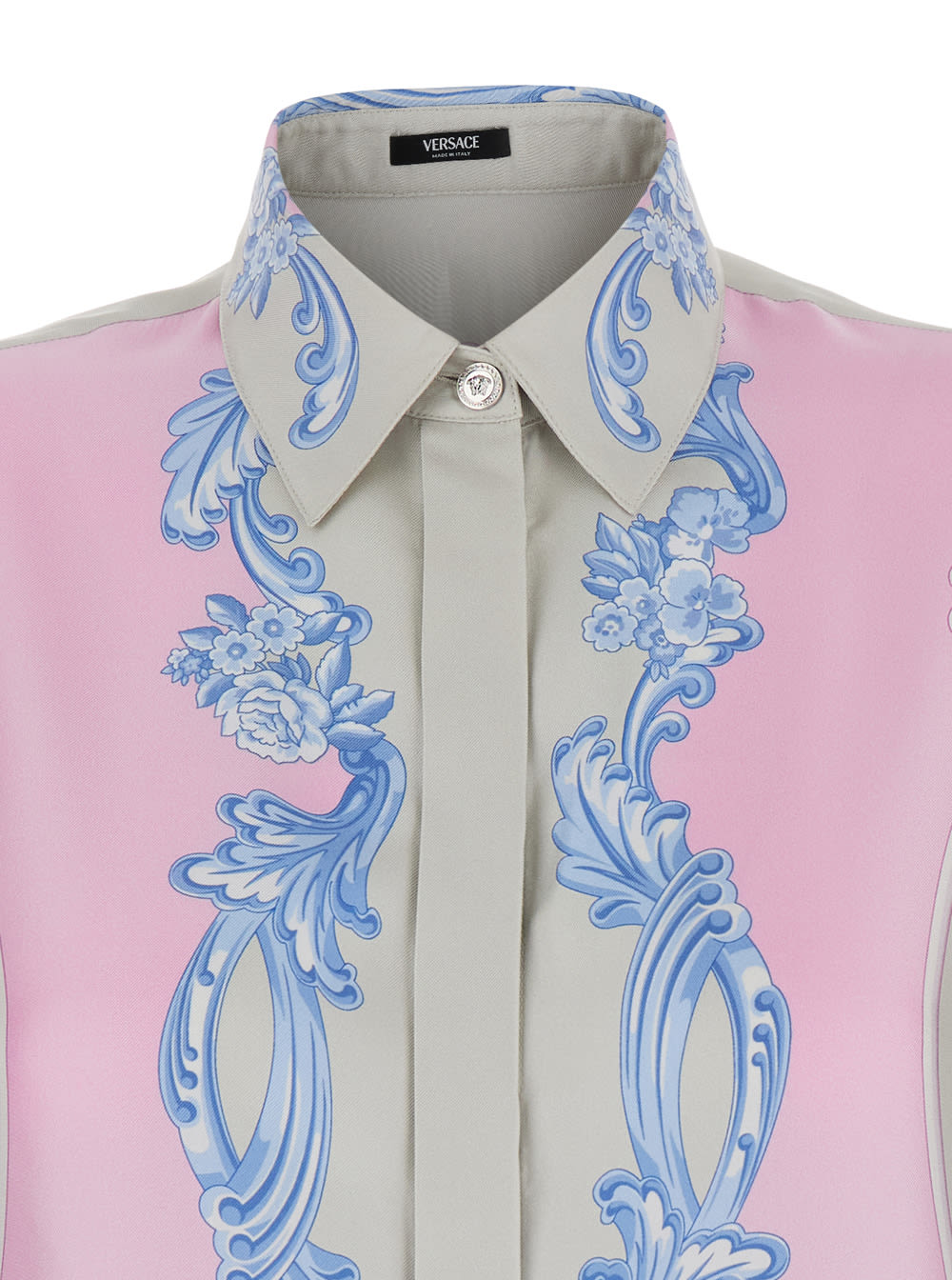 Shop Versace Pink Silk Shirt