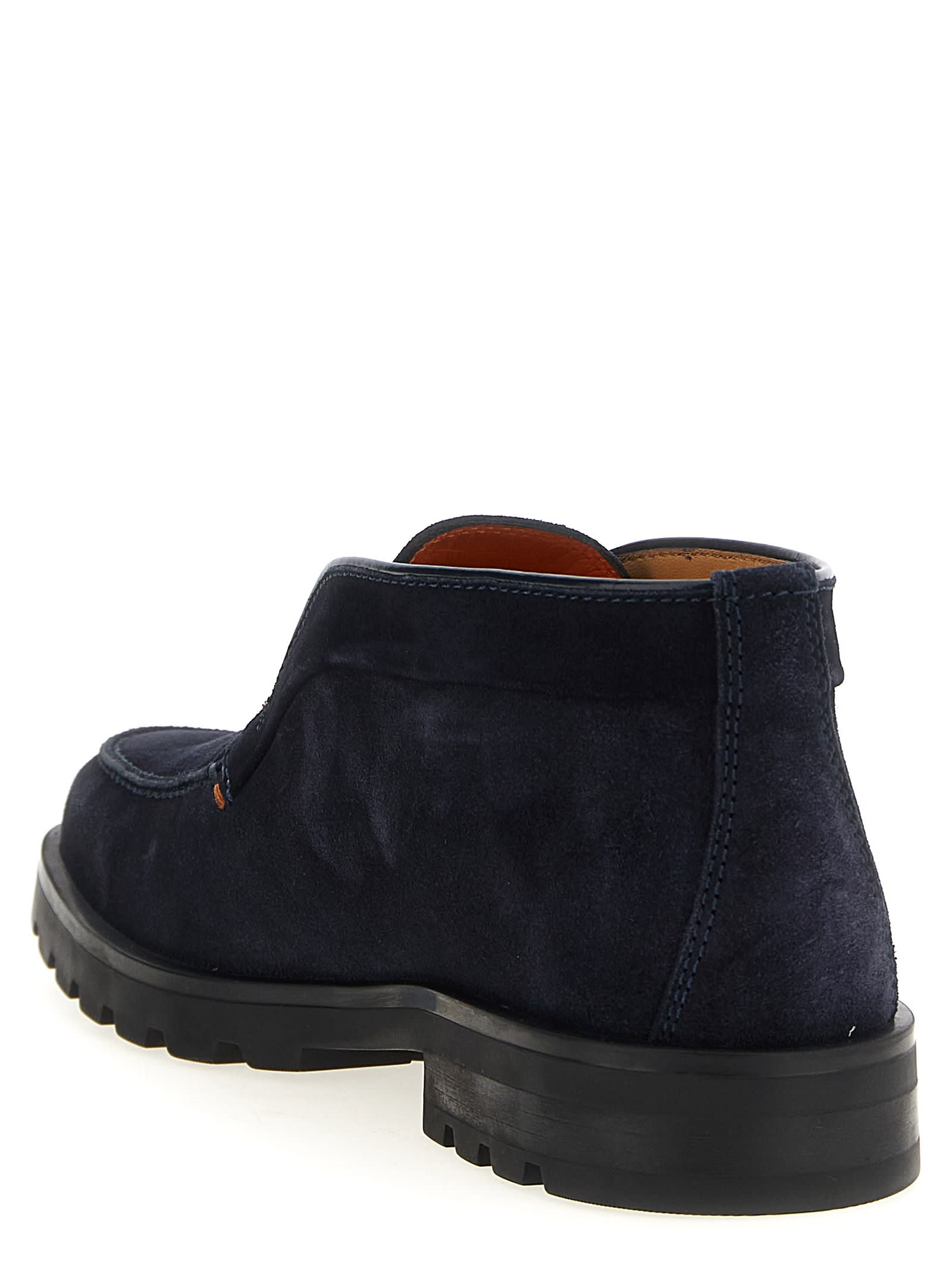 Santoni Midnight Bue Suede Desert Slip-ons In Blue