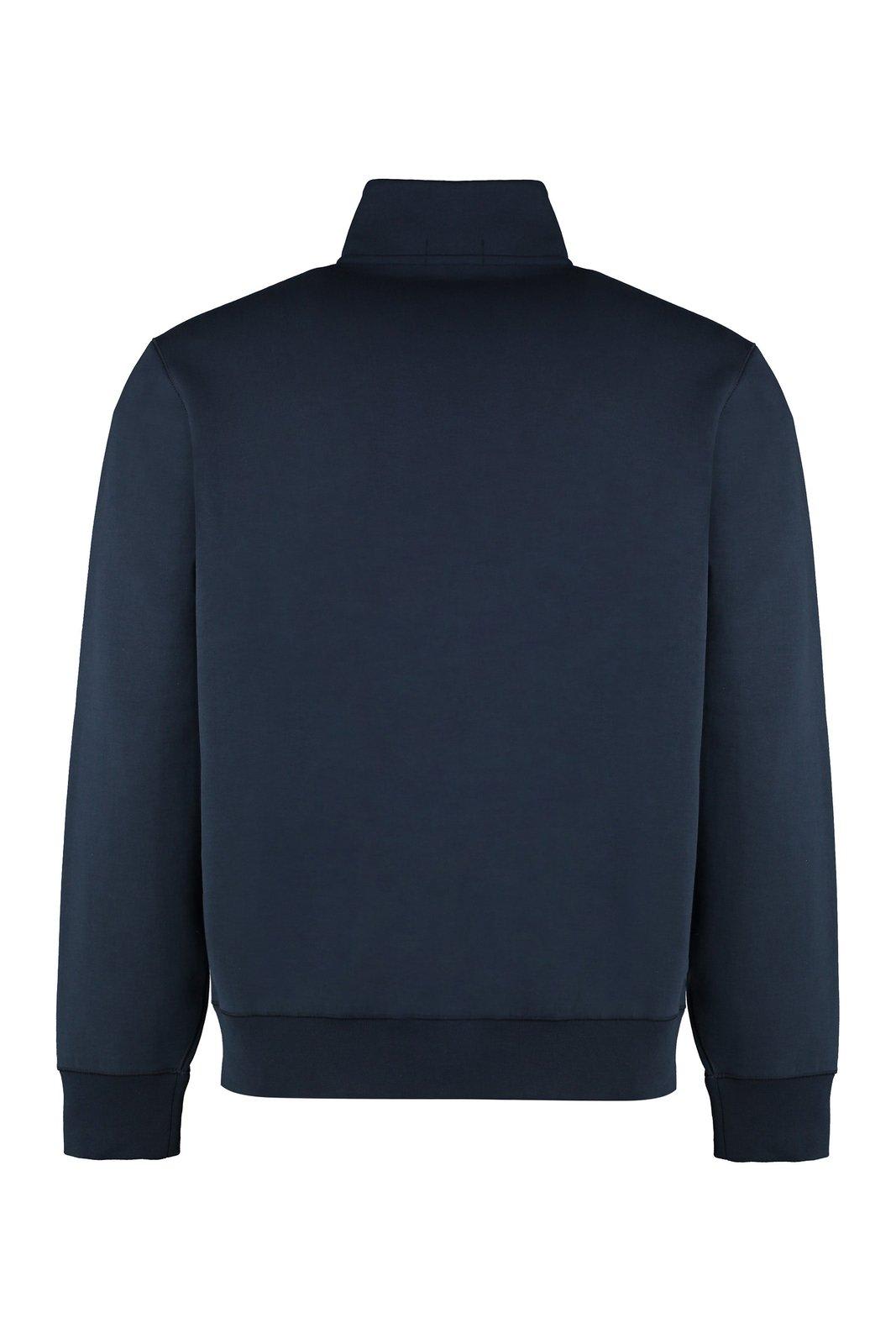 Shop Ralph Lauren Ribbed Edge Half Zipped Jumper In Aviator Navy