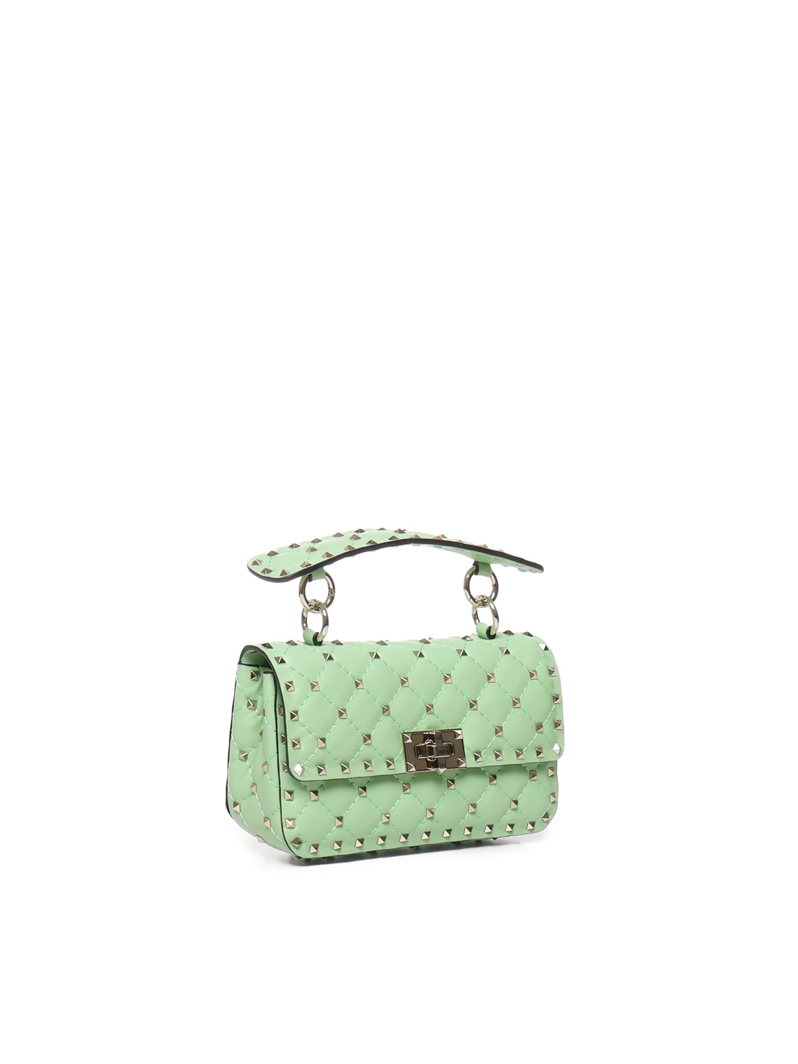 Shop Valentino Garavani Rockstud Spike Foldover Top Shoulder Bag In Green