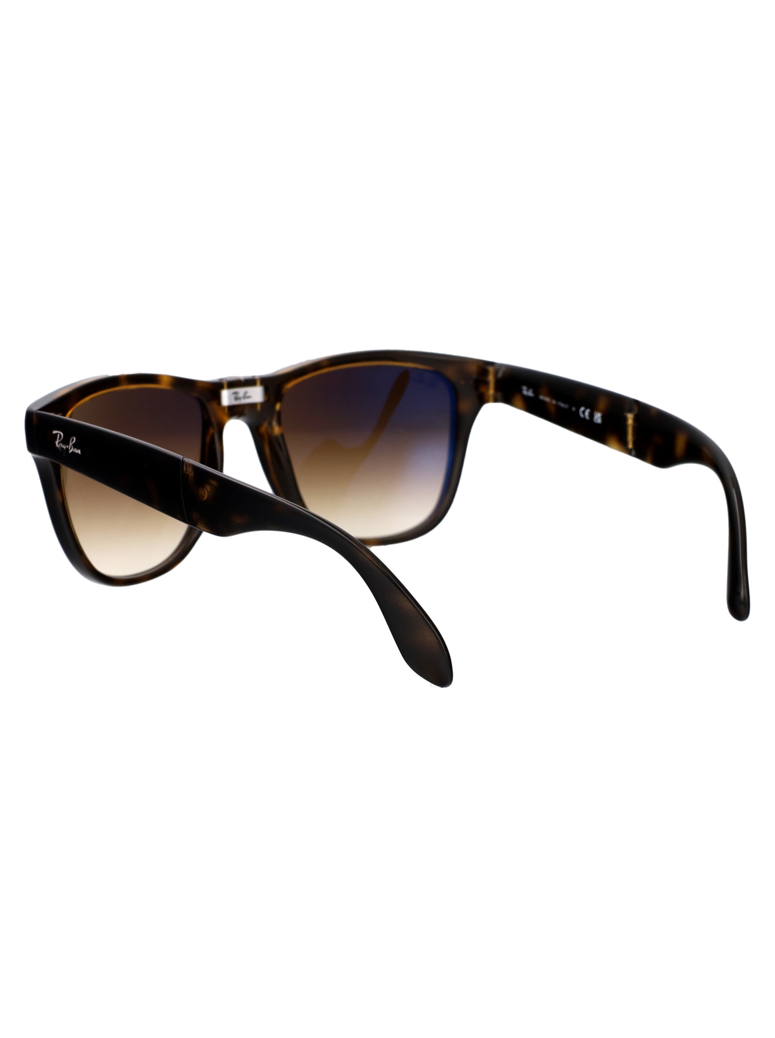 Shop Ray Ban Folding Wayfarer Sunglasses In 710/51 Light Havana