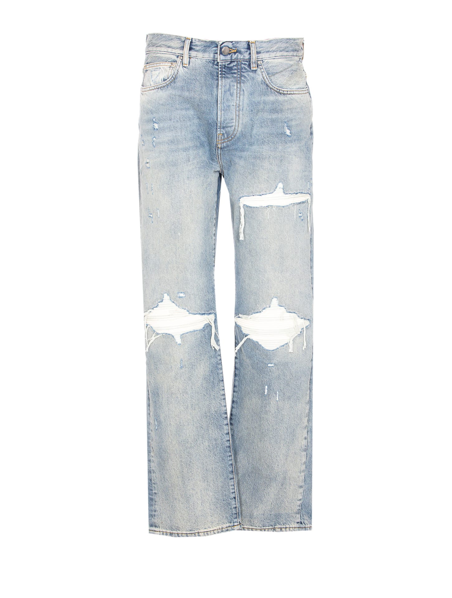 Amiri Straight Leg Mid-rise Distressed Trousers