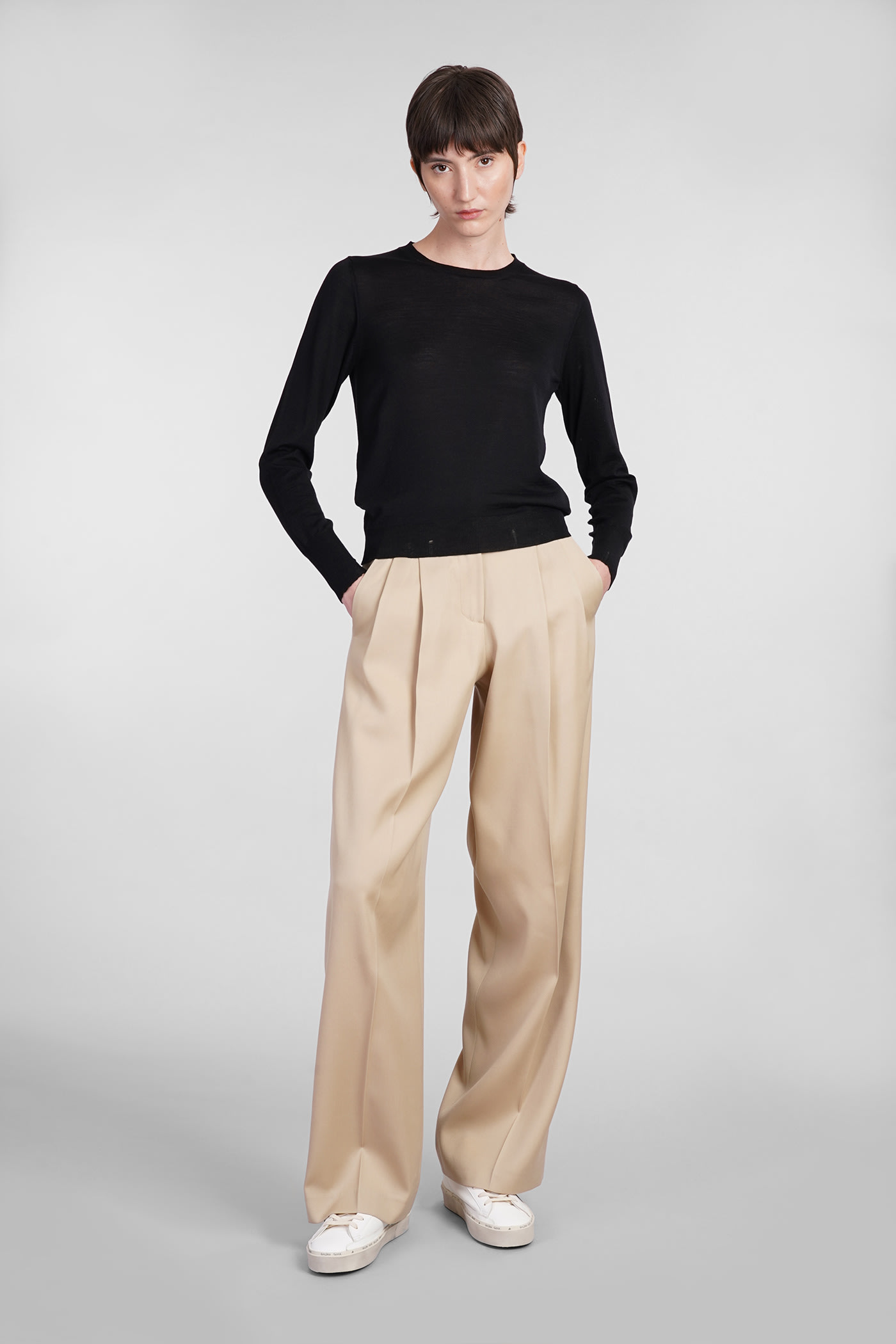 Golden Goose Black Merino Wool Sweater With Golden Applications For Women In Black