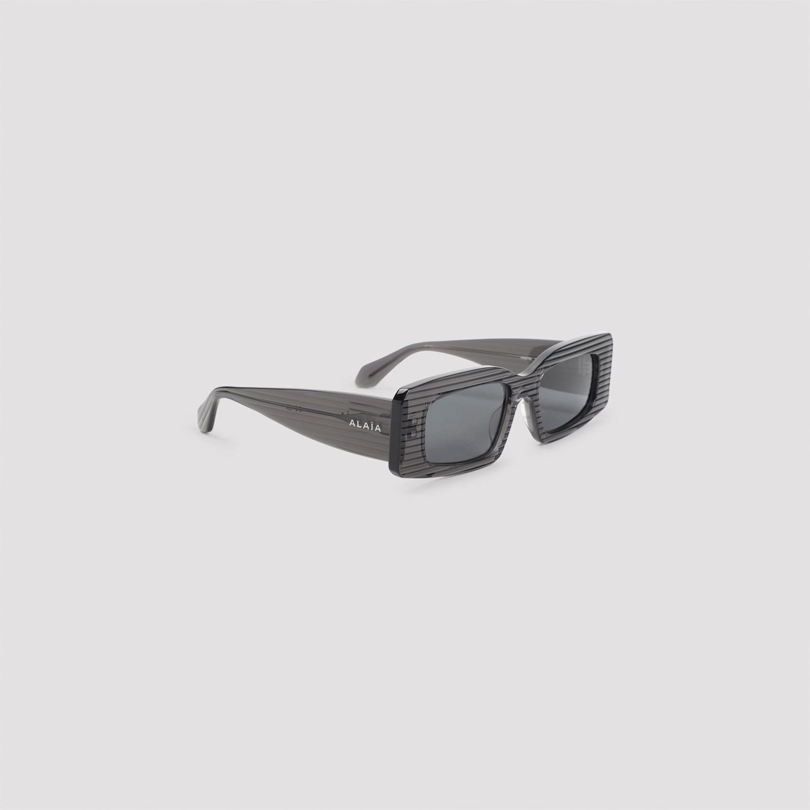 Alaïa Rectangular Frame Sunglasses Striped Pattern In Gray