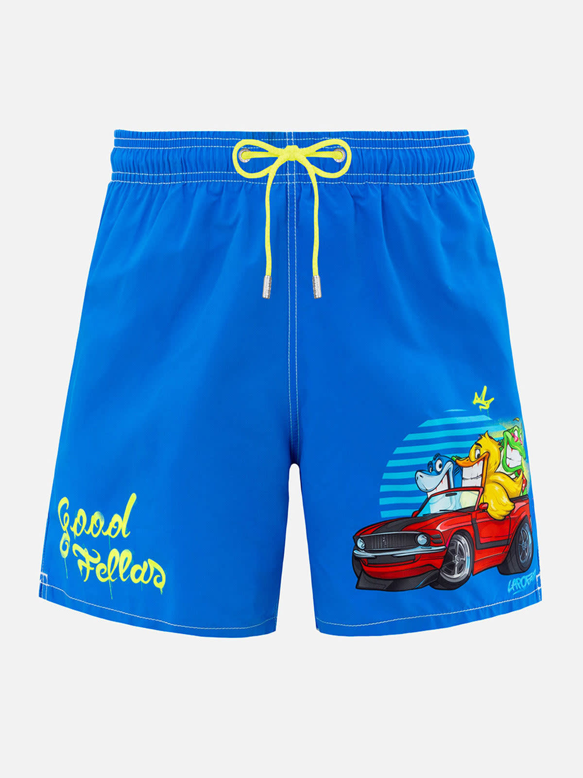Man Mid-length Gustavia Swim-shorts With Cryptopuppets Placed Print Cryptopuppets Special Edition