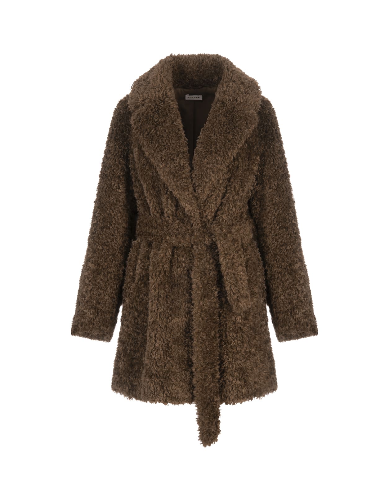 Shop P.a.r.o.s.h Perform Midi Coat In Brown Faux Fur In Tortora