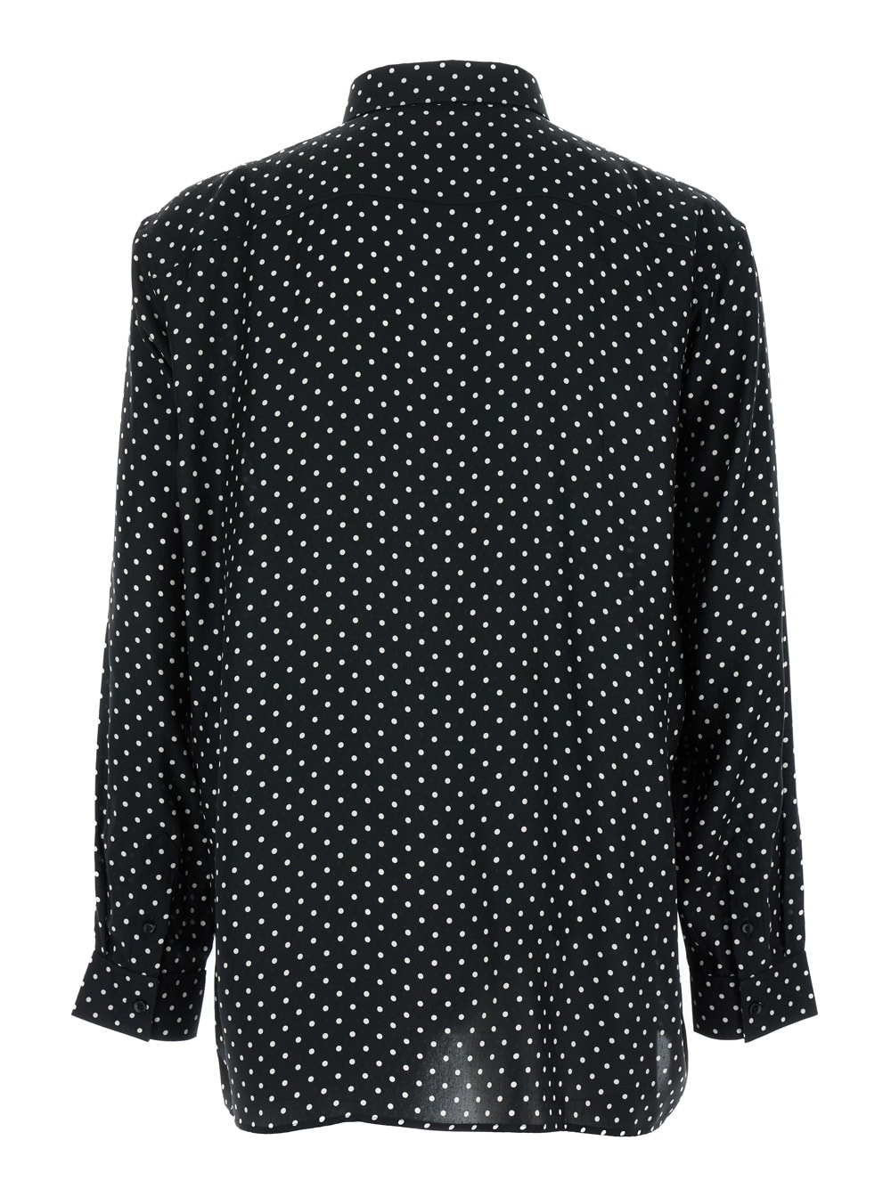 Shop Saint Laurent Black All-over Polka Dot Pattern Shirt In Silk Man