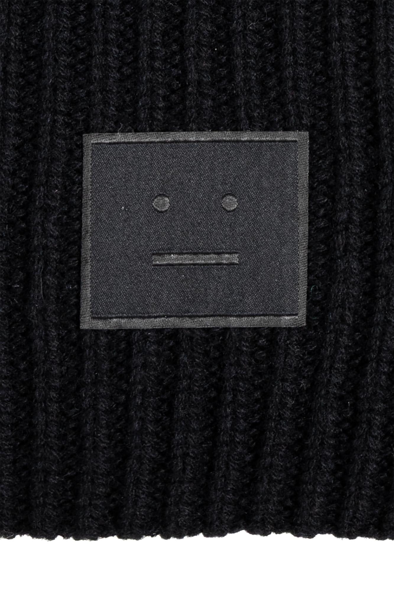 Acne Studios Wool Beanie With Logo In Brown