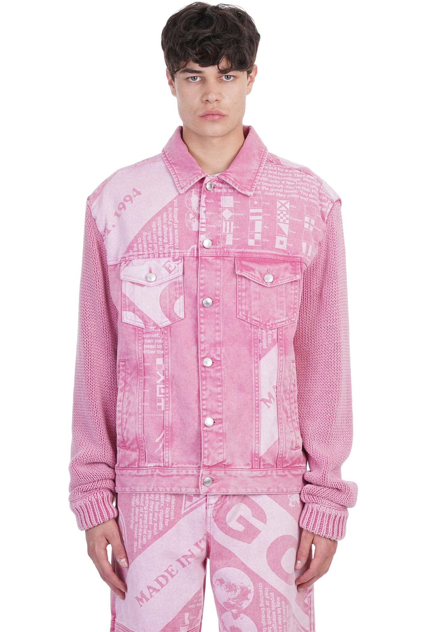 GCDS Casual Jacket In Rose-pink Cotton