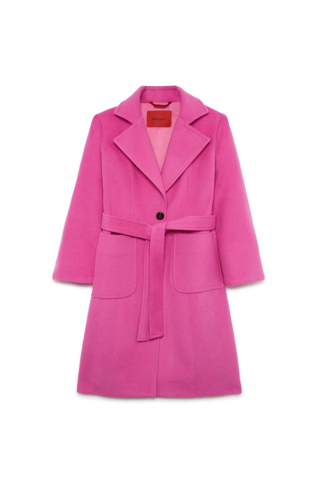 Max&amp;co. Kids' Belted Single-breasted Long Sleeevd Coat In Fucsia
