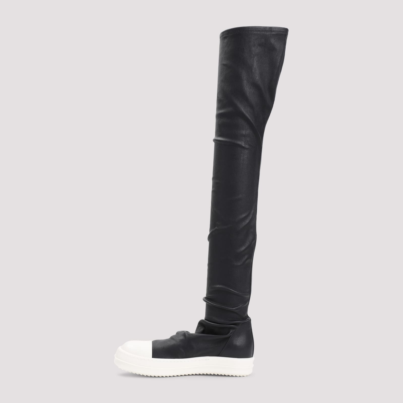 Shop Rick Owens Knee High Stocking Sneakers In Black Milk Milk