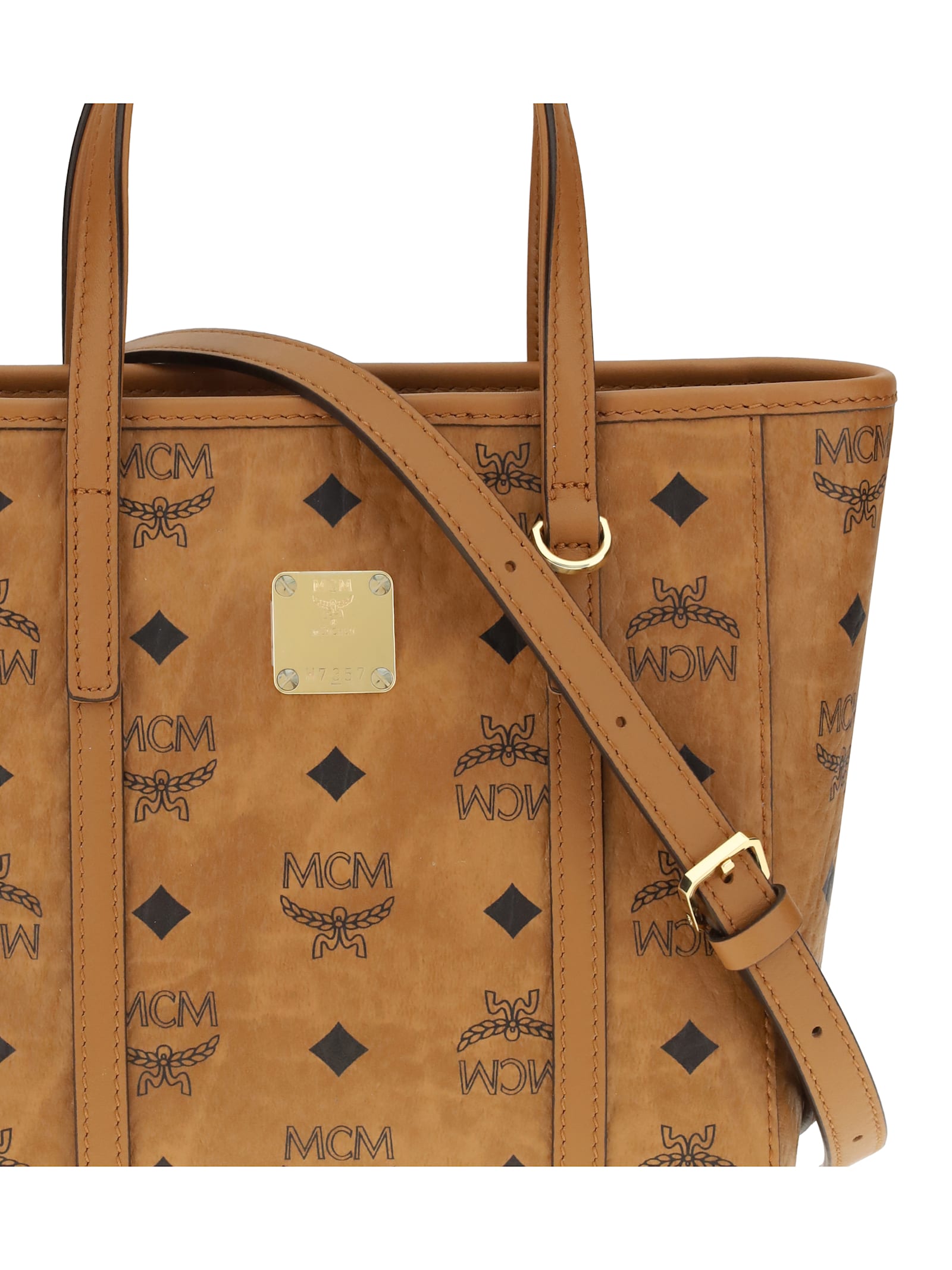 Mcm Structured Brown Tote Bag With Versatile Carry Options In Brown