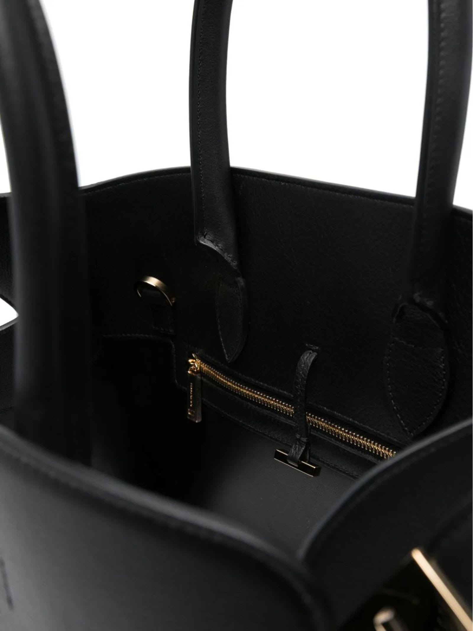 Shop Ferragamo Black Calf Leather Tote Bag