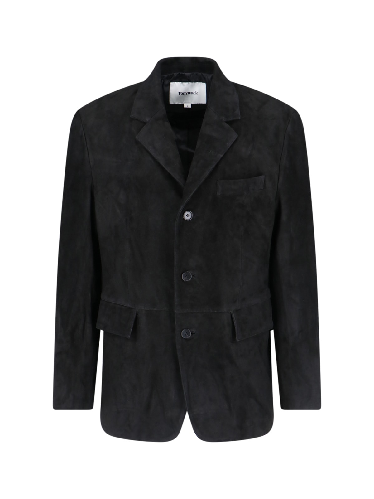 Shop Tonywack Single-breasted Suede Jacket In Black