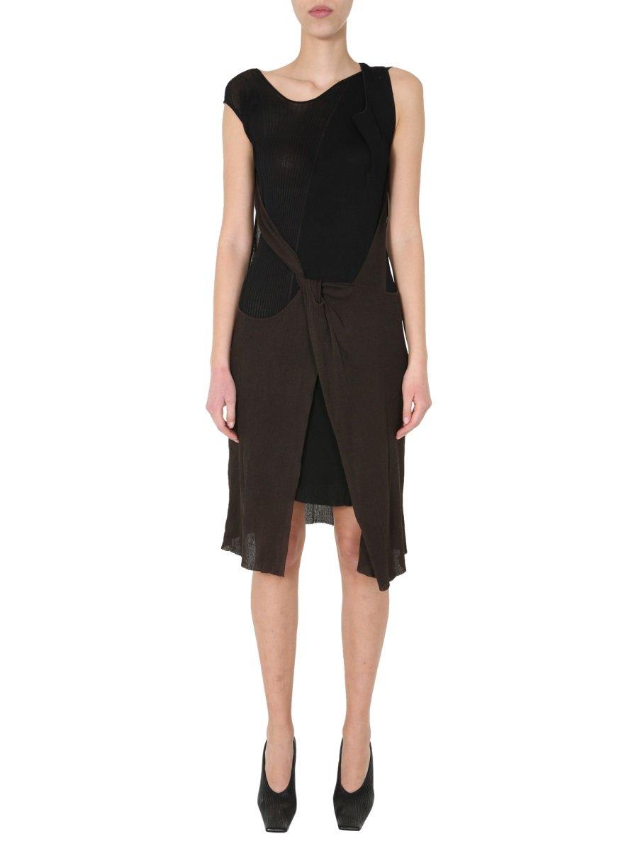 Shop Bottega Veneta Cut-out Layered Knit Dress In Brown