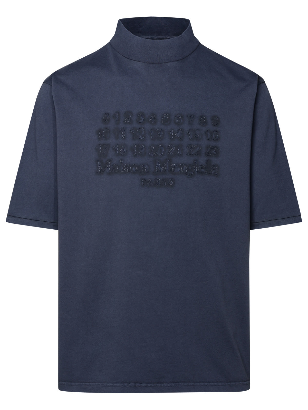 Shop Maison Margiela Logo High Neck T-shirt In Blue