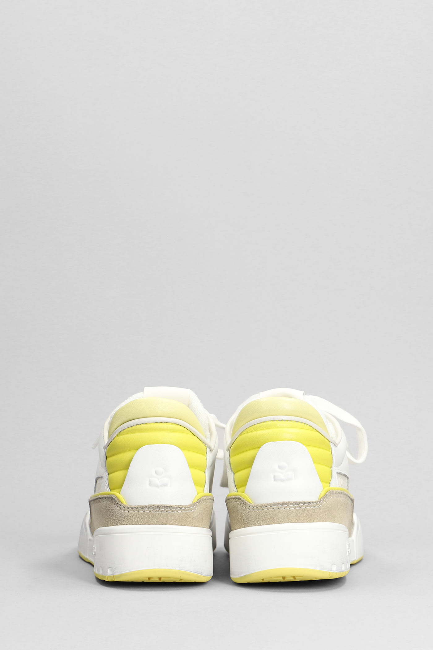 Shop Isabel Marant Emree Sneakers In White Suede And Leather In Liye Light Yellow