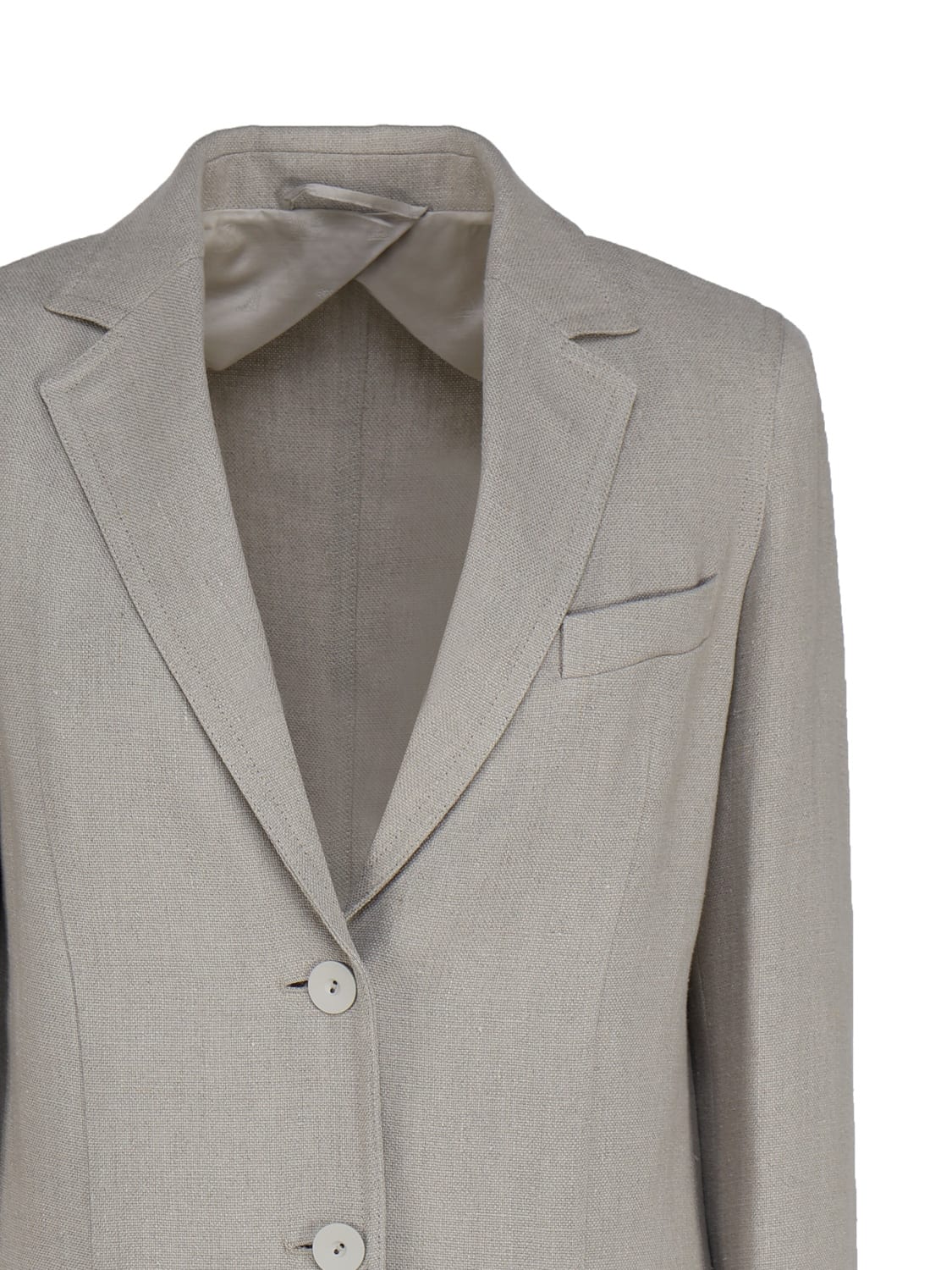 Shop Max Mara Dove Grey Linen Adelchi Blazer In Sand