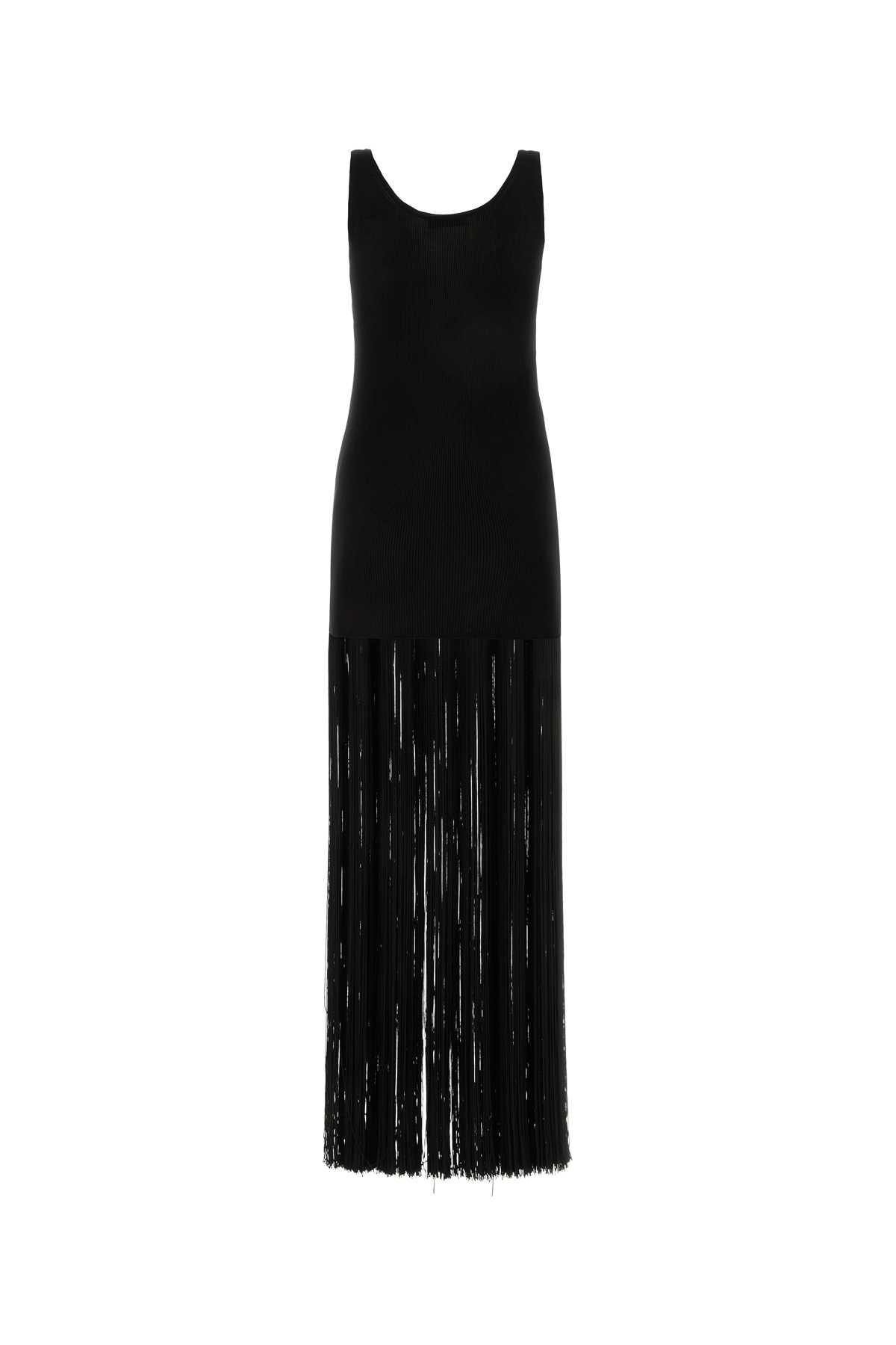 Shop Prada Black Silk Long Dress In Nero