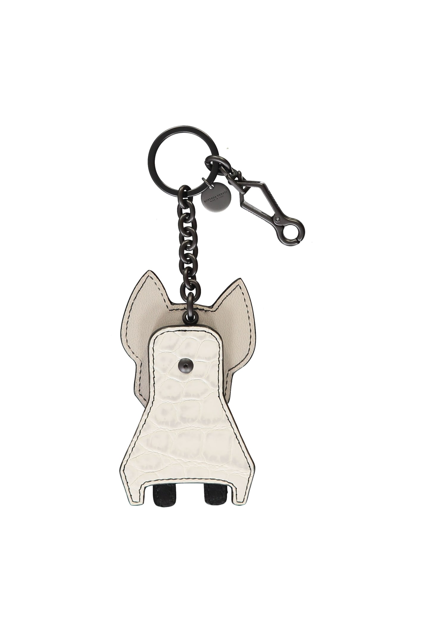 Shop Bottega Veneta Chain And Leather Key Ring In Beige