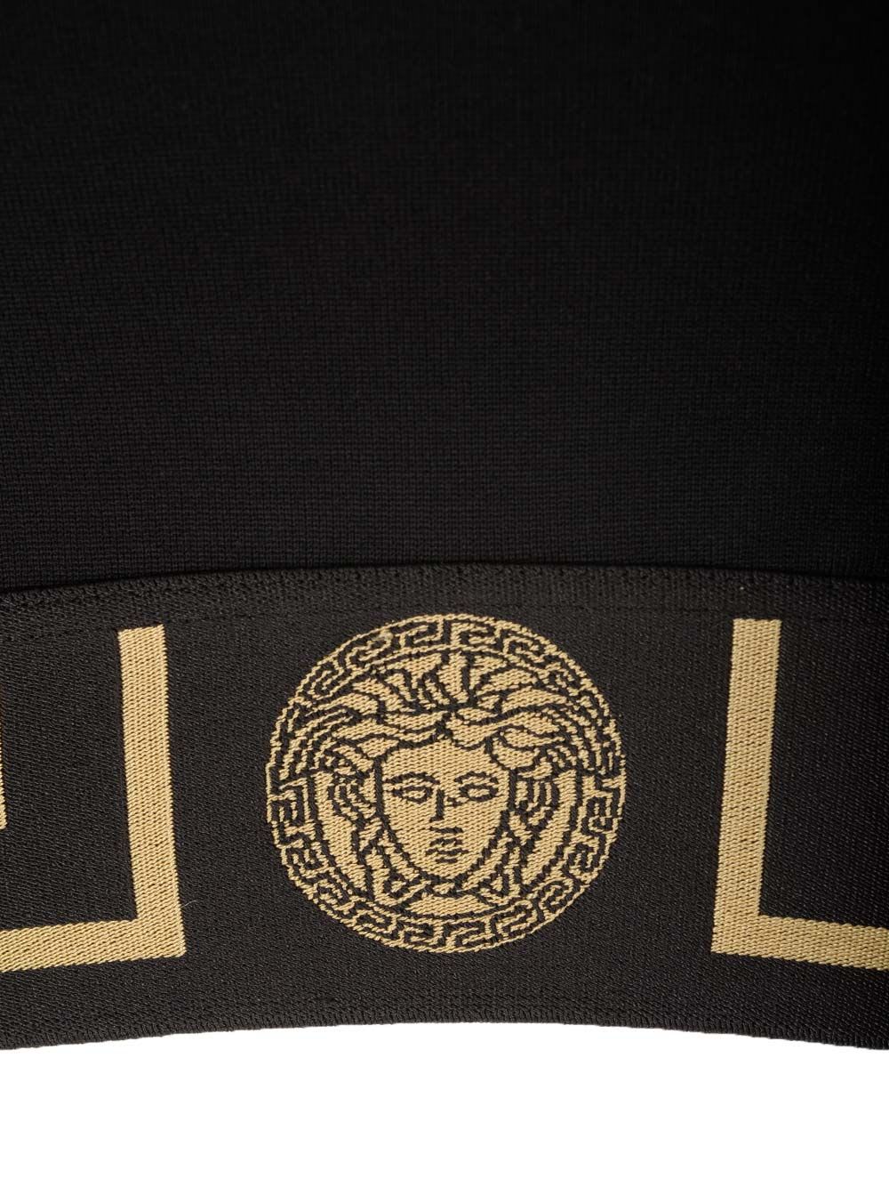 Shop Versace Sports Bra With Greek Edge In Black