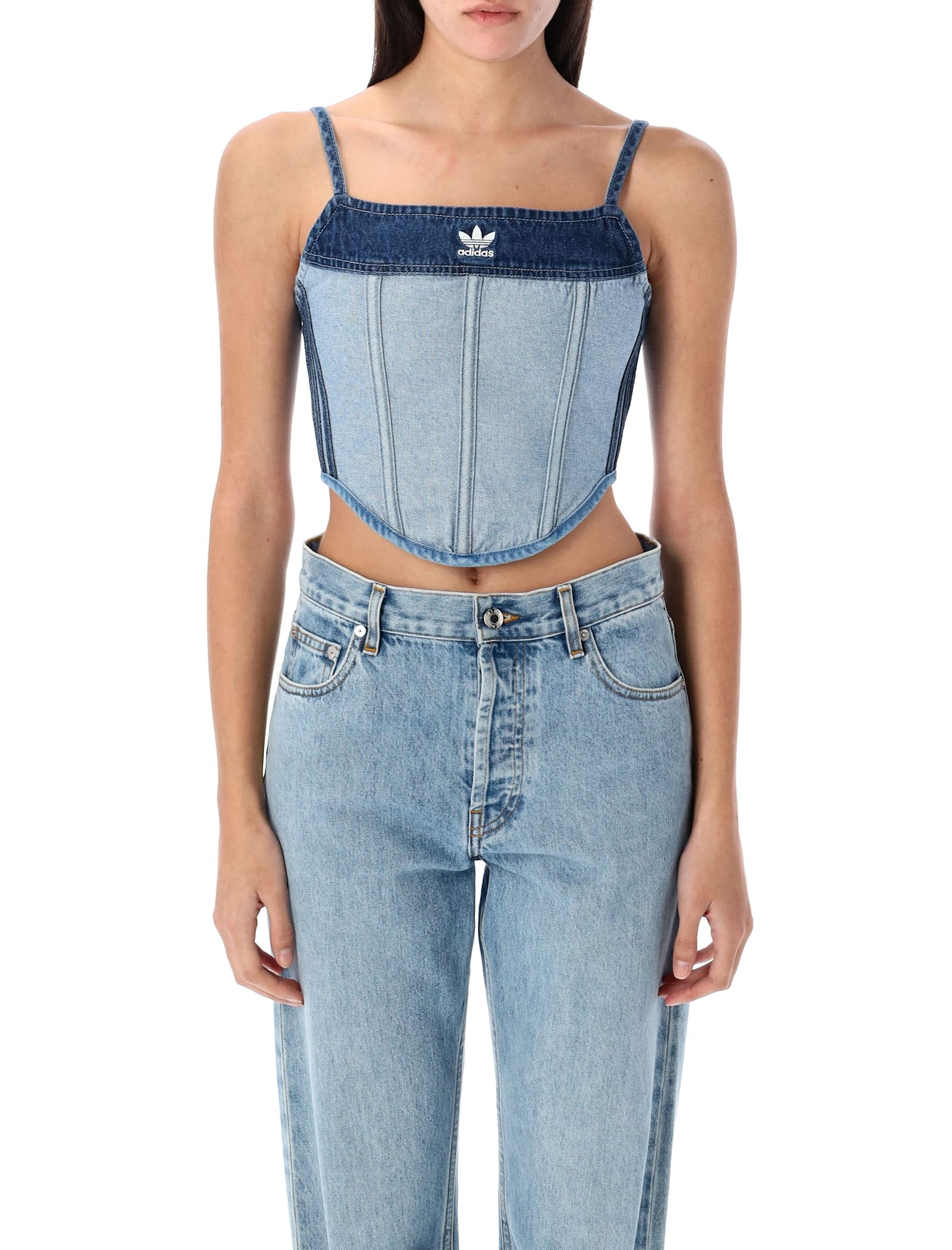 Adidas Originals Kseniaschnaider Denim Corset In Blue