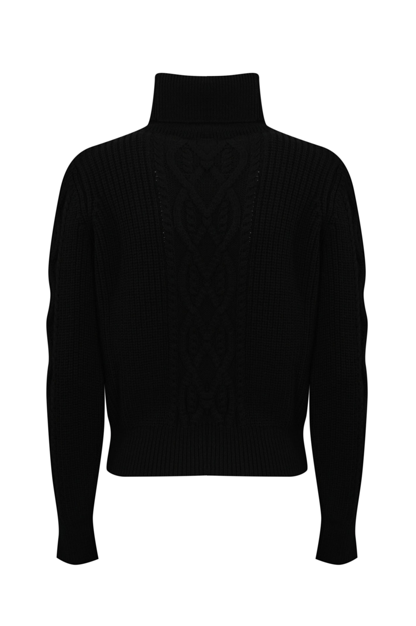 Shop Elisabetta Franchi College Style Wool Turtleneck In Nero/burro